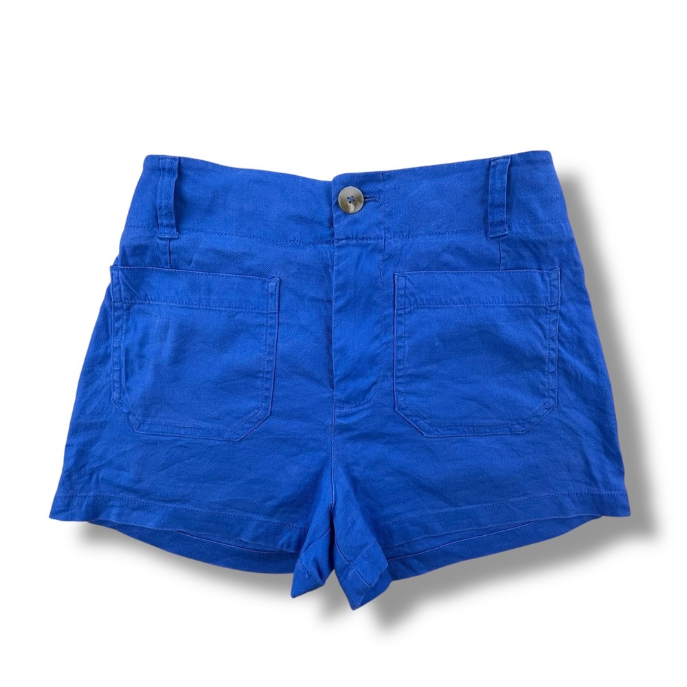 Maeve by Anthropologie The Colette Blue Utility Patch Pocket Shorts Womens 26